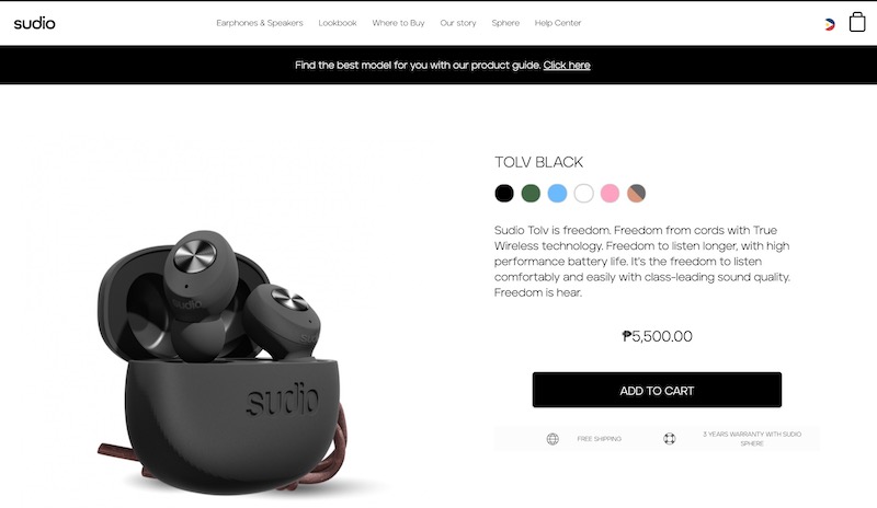 Sudio TOLV TWS Price Philippines